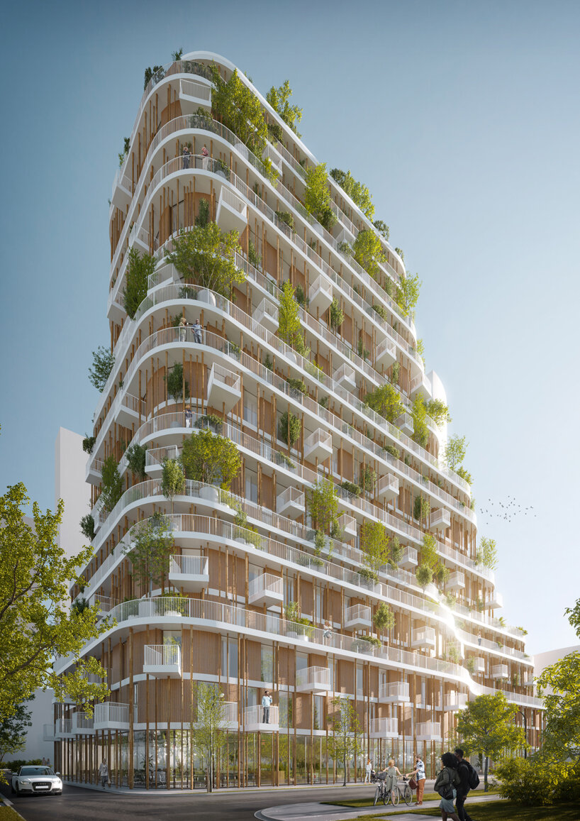 bamboo columns clad 'vancouver forest' residential development in canada designboom