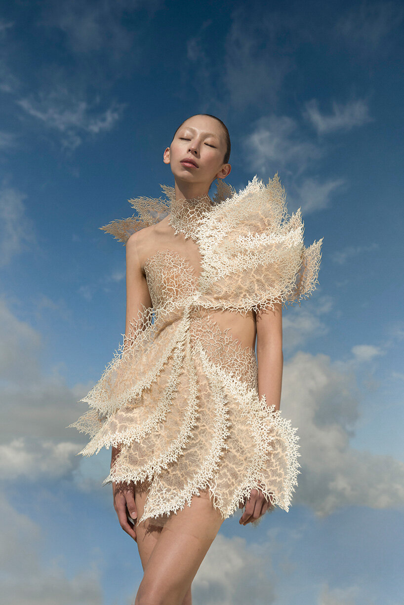 iris van herpen designs dresses with plastic sourced from upcycled marine debris