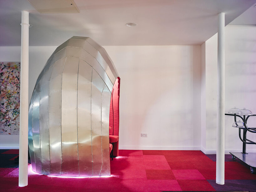 lazerian's aluminium pods occupy an art gallery-cum-bar in manchester designboom