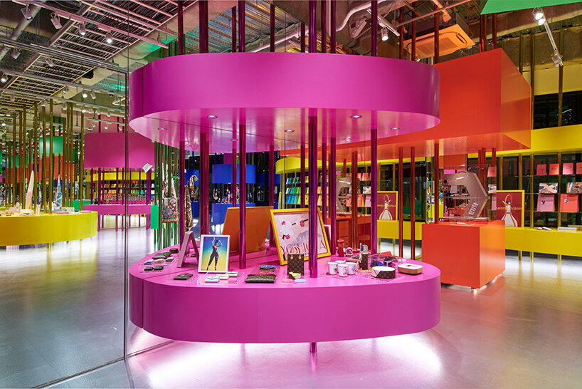 vivid pops of color + shiny pillars form sugawaradaisuke's store in tokyo for louis vuitton - 3