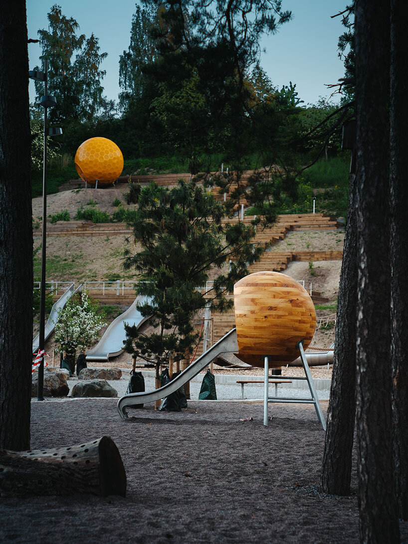 a stockholm park is dotted with these colorful playground spheres by andrénfogelström - 1