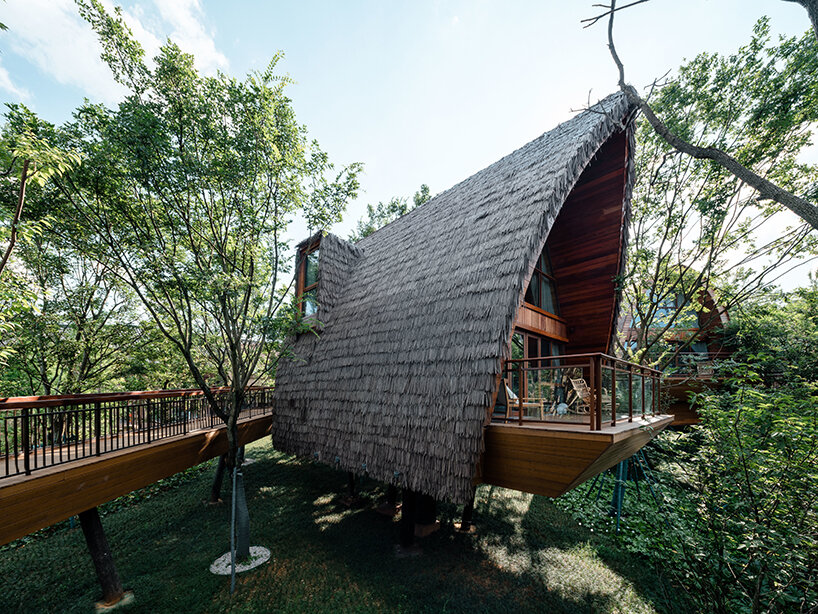 13 timber units make up aoe architects' guilin lebei homestay hotel in china