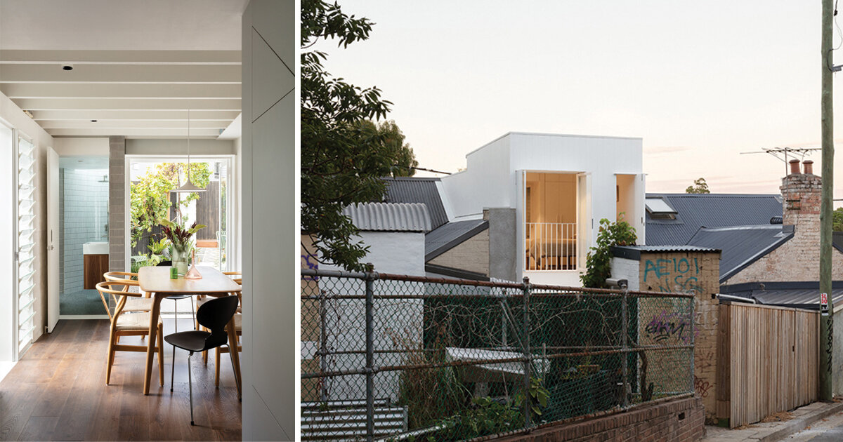 Form design idea #294: micro home nestled among busy surroundings in sydney is lightweight and simple in form