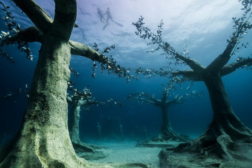 jason decaires taylor submerges intricate sculptural forest in the waters of ayia napa, cyprus