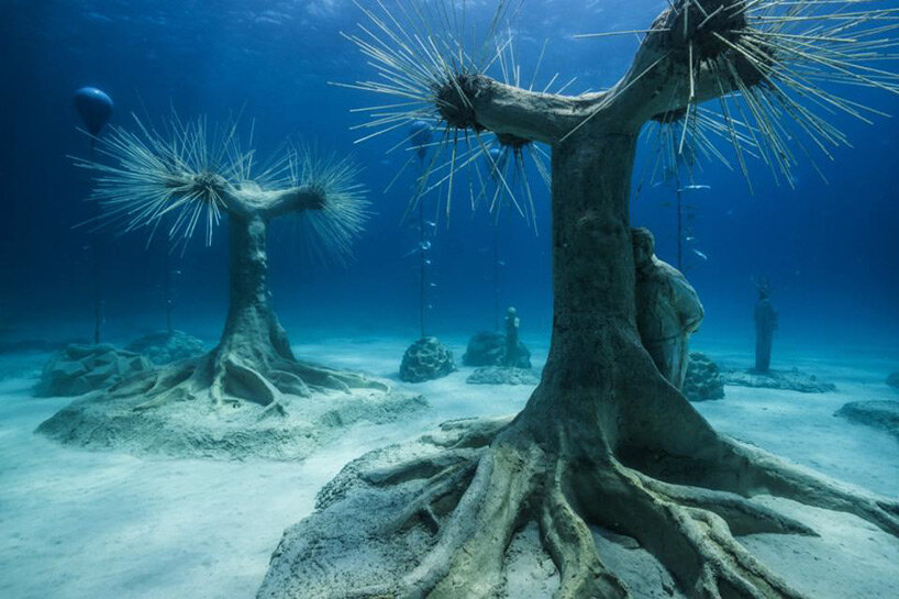 jason decaires taylor submerges intricate sculptural forest in the waters of ayia napa, cyprus