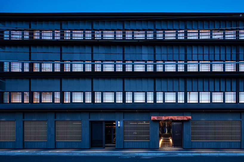 narrow copper box leads guests inside tranquil kyoto hotel by suppose design office