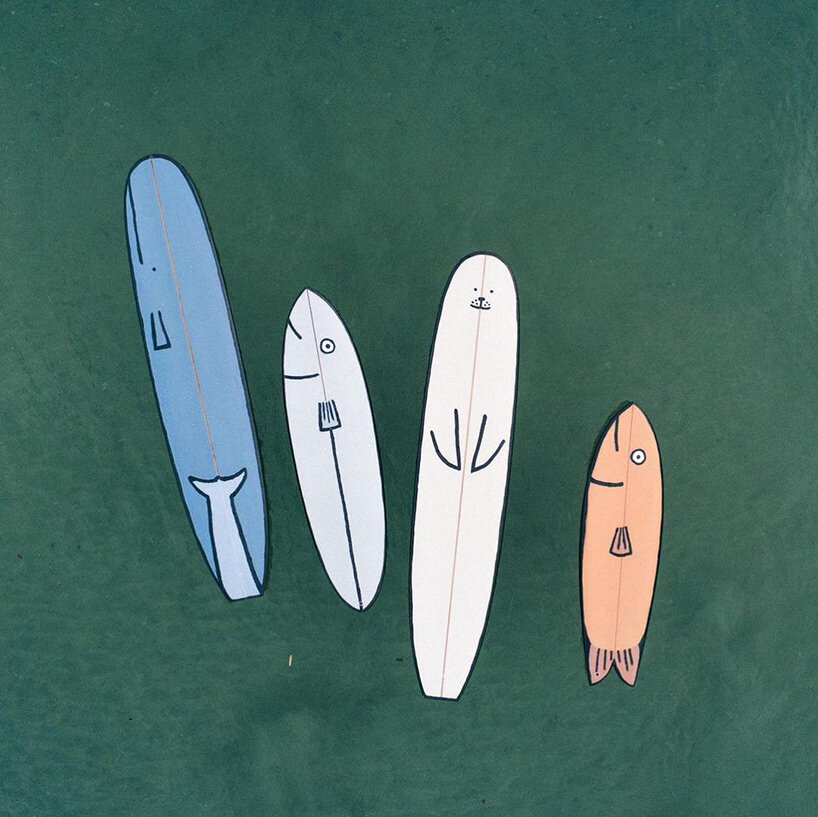 these hand-painted sea animal surfboards by jean jullien will bring out your inner child