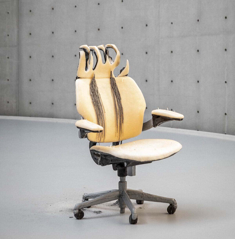 urs fischer ephemeral wax sculptures are burning inside the bourse de commerce in paris