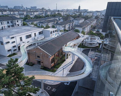 floating cloud corridor hovers above minax's factory renovation in china