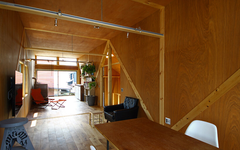 the timber frame blends with the walls