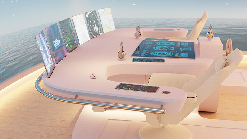 futuristic superyacht by feadship uses AR to generate fully virtual command center