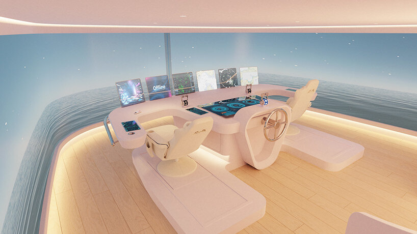 futuristic superyacht by feadship uses AR to generate fully virtual command center