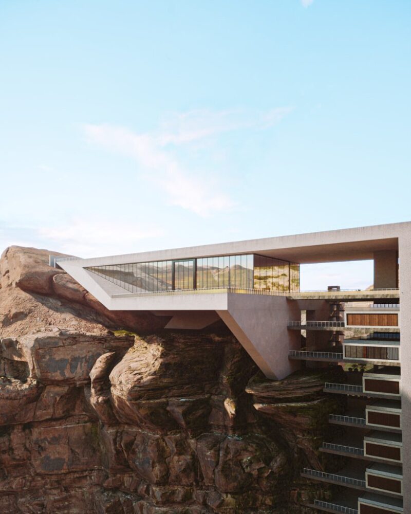 glazed openings reflect the surroundings