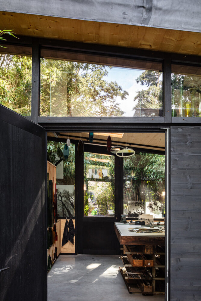 black-stained timber clads the exterior