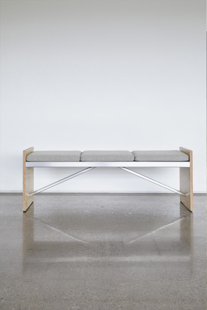 bench with cushions, by eli meir kaplan