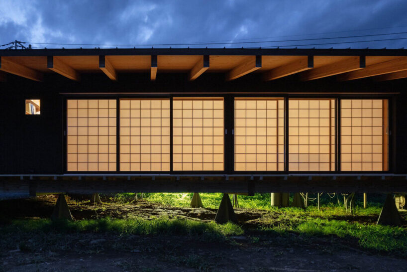 the home resembles a lantern at night