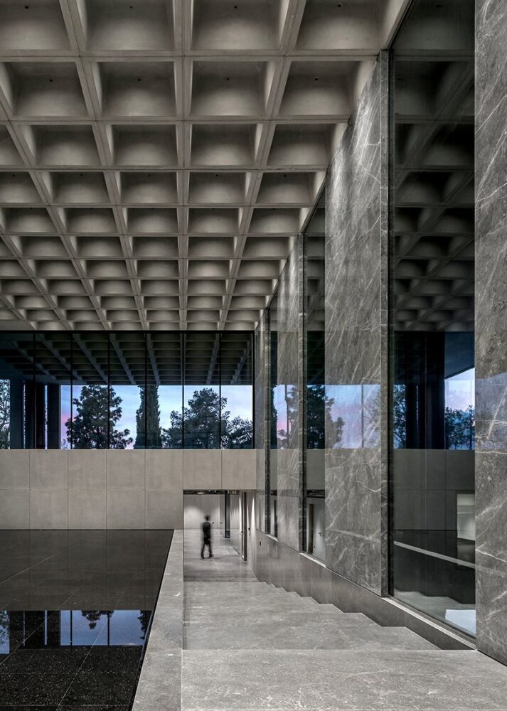 exposed waffle ceiling 