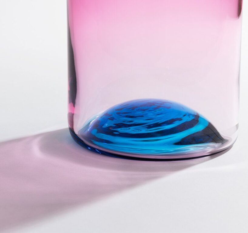 the colour gradient in the base of each piece is achieved using the sfumato technique