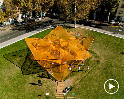 prostoria 10 marks decade of design with climbable net pavilion, sculptures & exhibition