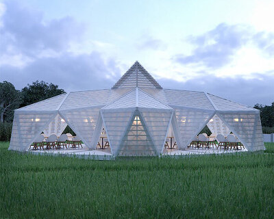 scuptural restaurant by whitaker studio in mauritius opens up like a flower
