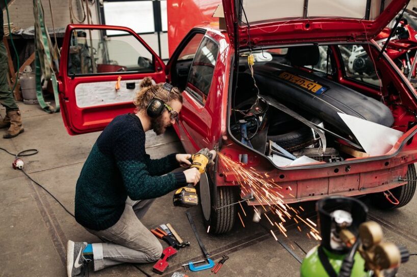 grinding and making the wheel covers 