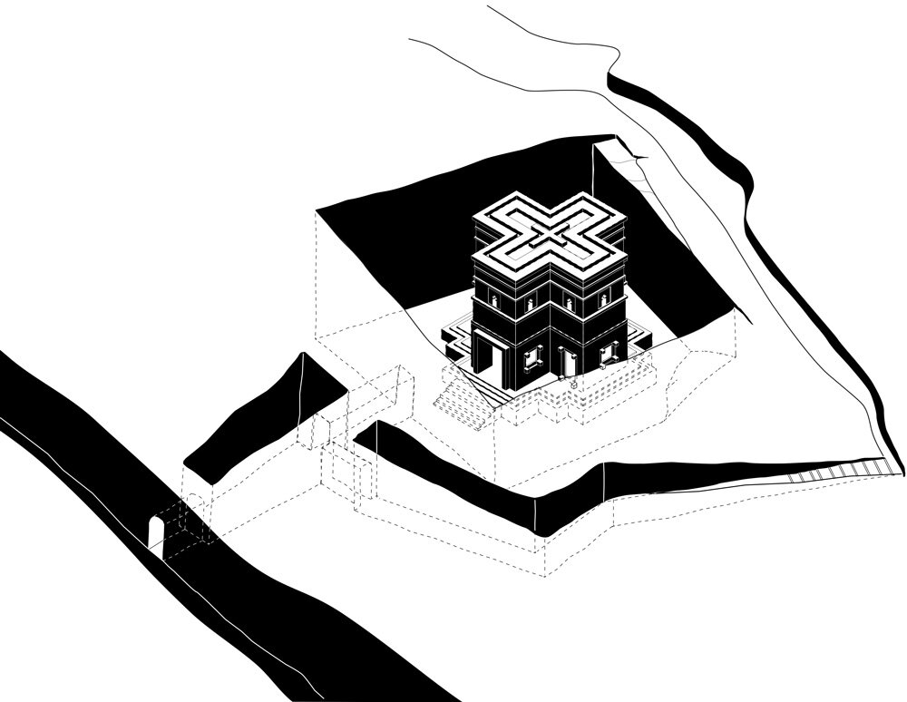 axonometry of biete ghiorgis, lalibela, ethiopia, 1100– 1200 © SeARCH