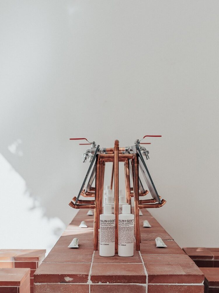 cleansing station, complete with malin+goetz skincare