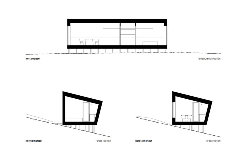 béres architects perches tiny cabin on thin stilts to protect vegetation in hungarian forest