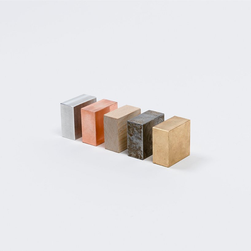 material blocks: aluminum, copper, wood, steel, brass