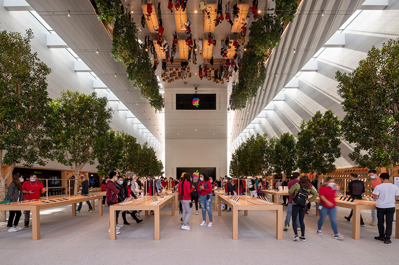 foster + partners unveils airy, light-filled apple at the grove store in los angeles