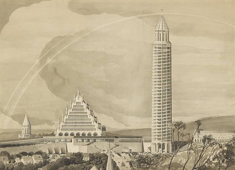 'theater' explores the relationships between the body and the building, and the building as a body in the city. henry lacoste, project for the notre-dame basilica, © CIVA