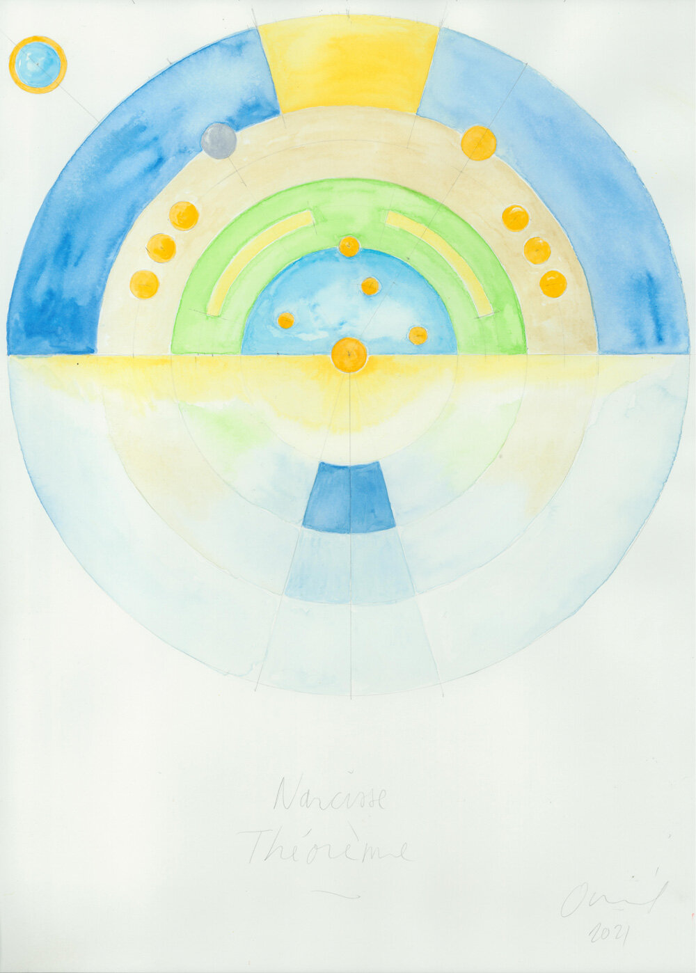 jean-michel othoniel, preparatory drawing for 'the narcissus theorem' exhibition, 2021, watercolor on paper © jean-michel othoniel / ADAGP, paris, 2021 | rights reserved