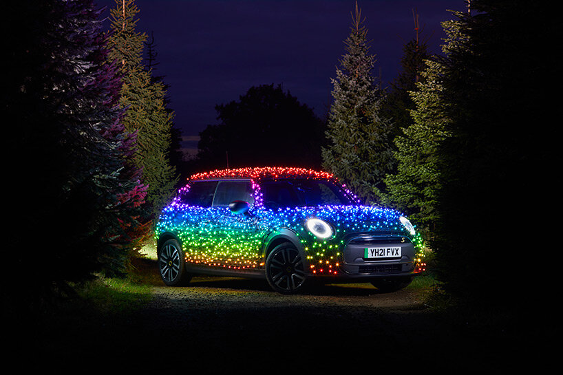 festive MINI electric wrapped in 2,000 LEDs embarks on charity tour around UK
