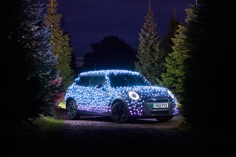 festive MINI electric wrapped in 2,000 LEDs embarks on charity tour around UK