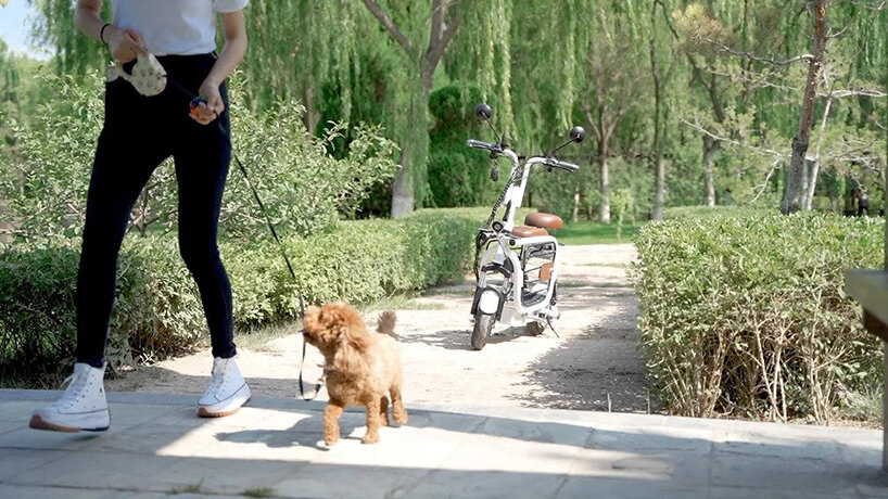 meet mopet: a foldable e-scooter to take your dog for a ride
