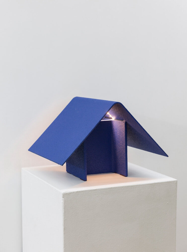 philippe malouin, table lamp 1, I-beam, bent plates, 2021. steel, 30 x 47 x 40 cm. © philippe malouin. courtesy the breeder