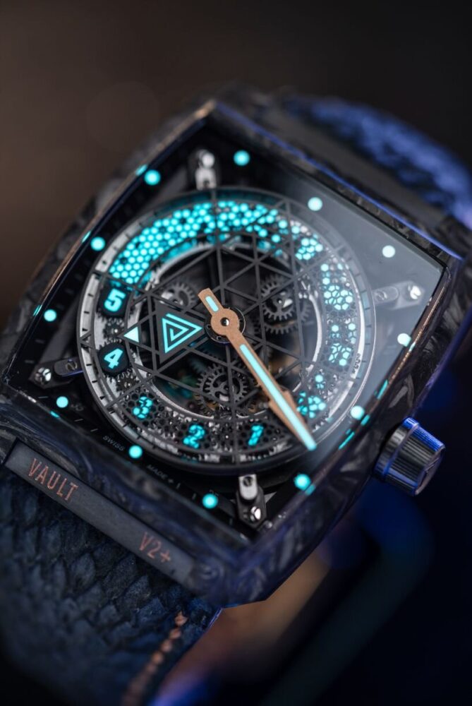 latest watch by VAULT features glowing minute hands, 3D numerals and lots of personality