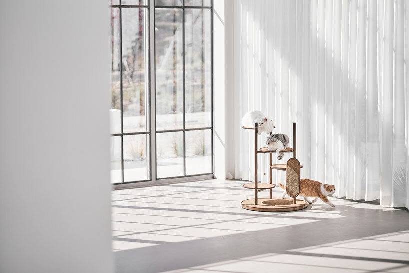 stylish cat towers and scratchers designed by jiyoun kim studio