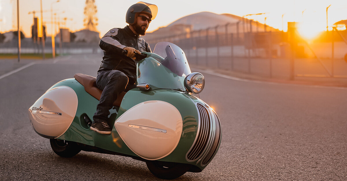 nmoto drives BMW motorbike into golden age with artwork deco streamliner kit