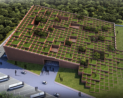 sanjay puri architects shapes university in india as staggered arrangement of green terraces