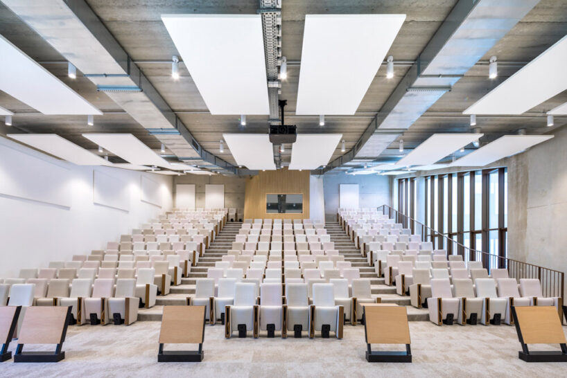 the new building includes a business center, an amphitheater, a co-working area, offices for local start-ups, and fitness and wellness areas