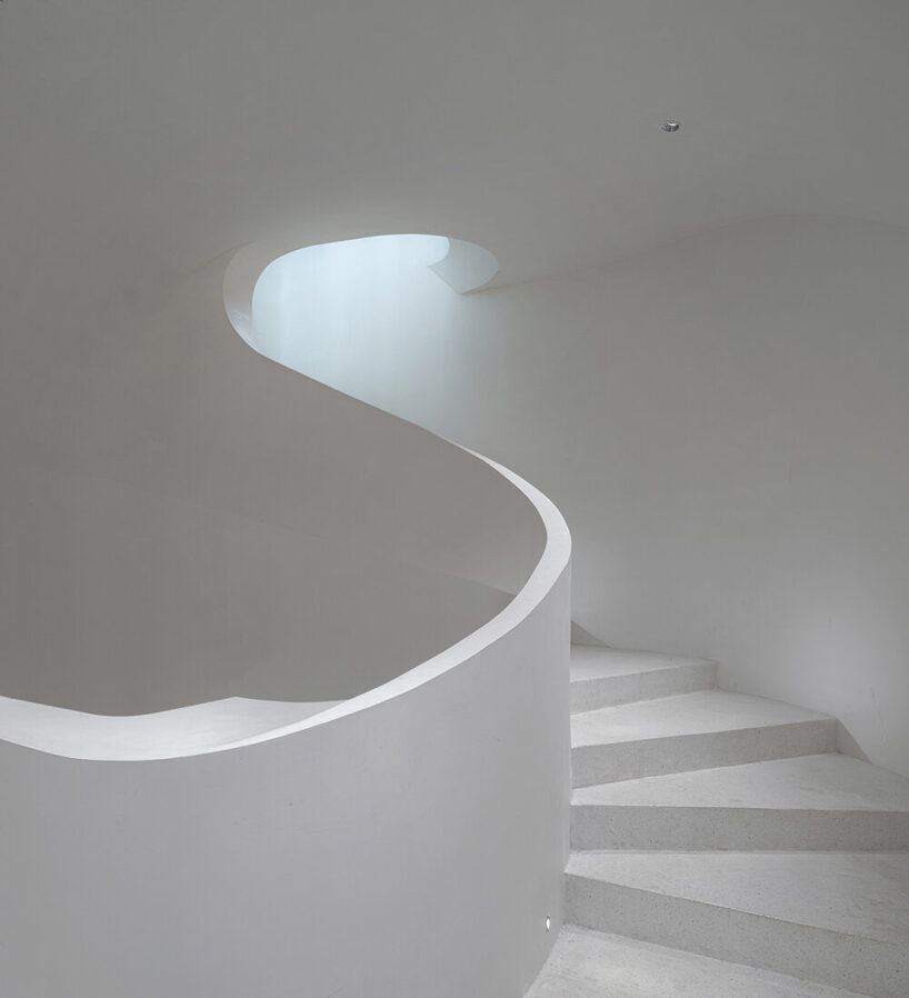 spiral staircase leads to the sunken space