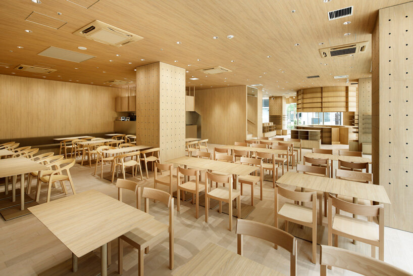 schemata architects clads entire tokyo restaurant interior in artificial wood films