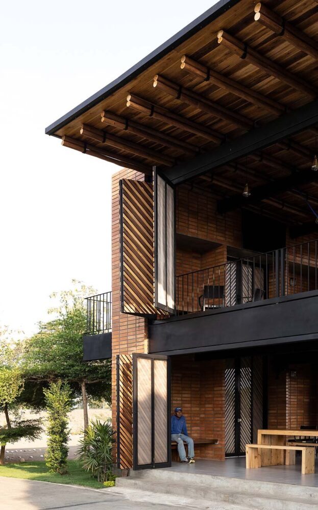 natura futura uses folding metal panels to design a sports center in rural ecuador