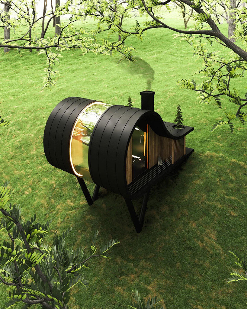 continuous glass strip cuts across milad eshtiyaghi's curved slope house in peru