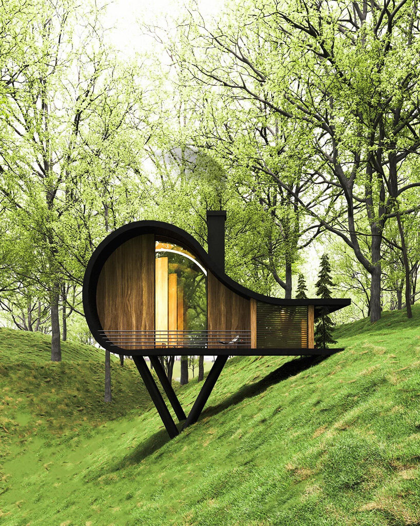 continuous glass strip cuts across milad eshtiyaghi curved slope house in peru