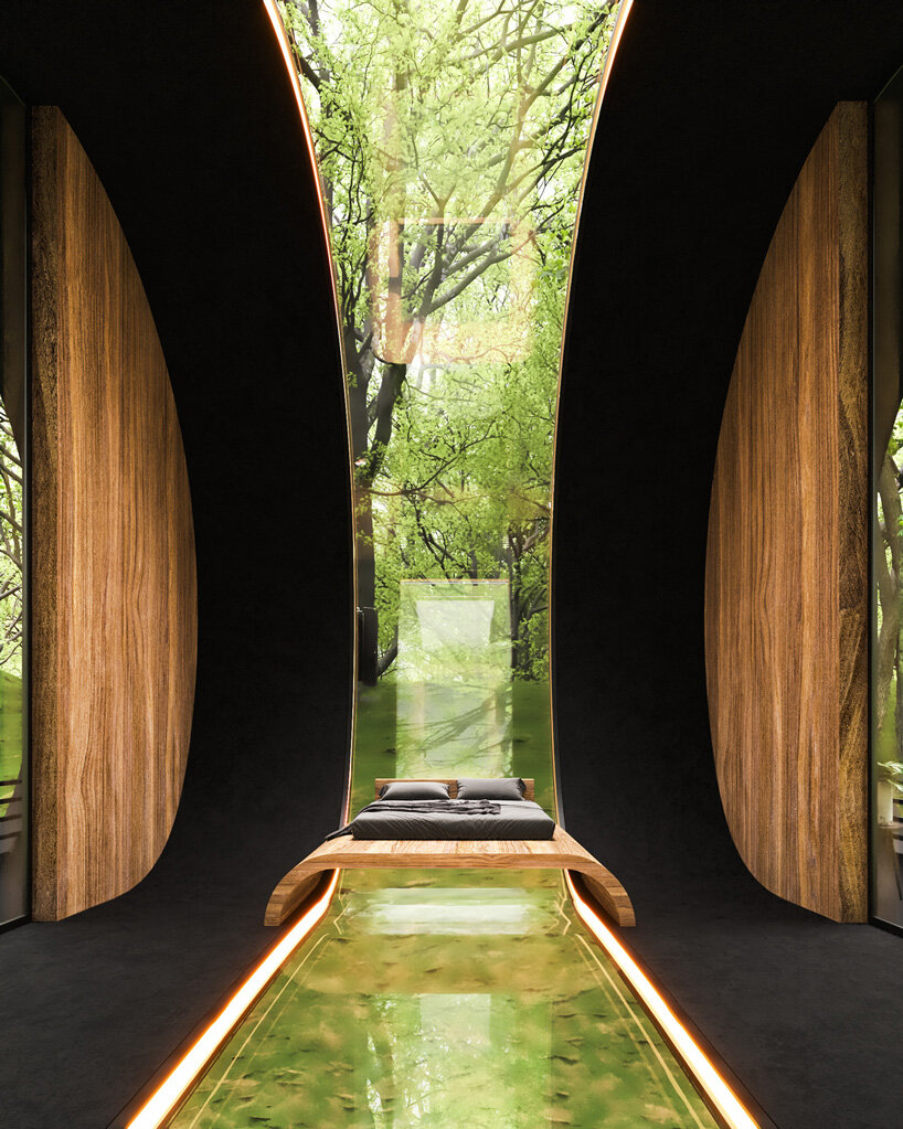 continuous glass strip cuts across milad eshtiyaghi curved slope house in peru