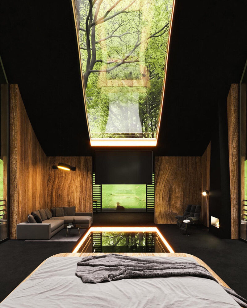 openings on all sides provide views and ample natural light