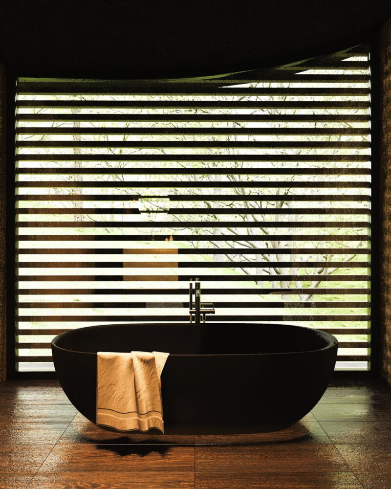 horizontal slats provide privacy