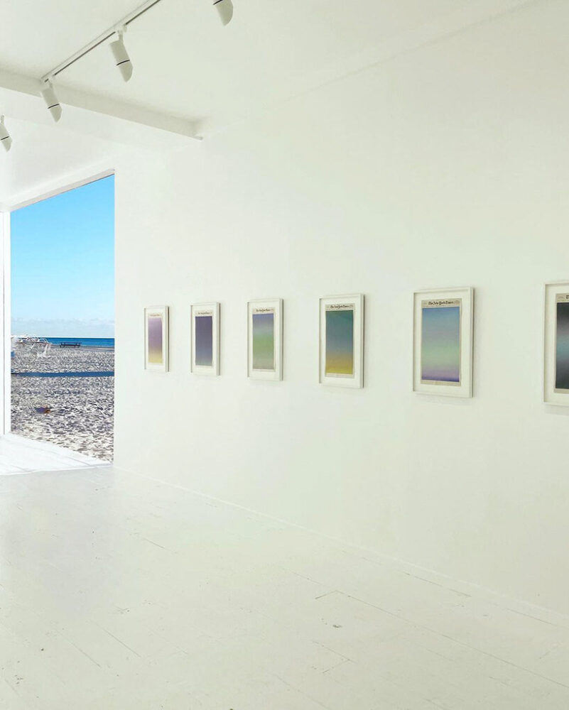 sho shibuya’s sunrise paintings infuse saint laurent ephemeral gallery with calming tones